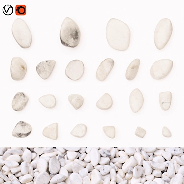 Smooth White Marble Pebbles (23-67mm) 3D model image 1 