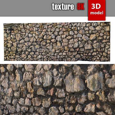 Detailed Stone Wall Model 3D model image 1 