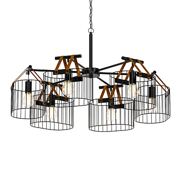 Industrial Wire Cage Chandelier 3D model image 1 