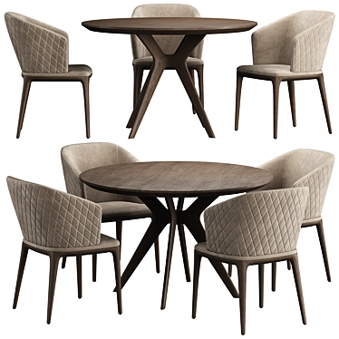 Elegant Louise Chair & Clark Table Combo 3D model image 1 