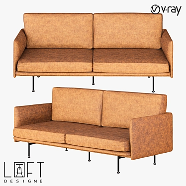 Modern Metal and Eco-Leather Sofa 3D model image 1 