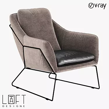 LoftDesigne Armchair 2549: Sleek Metal and Leather Seating 3D model image 1 