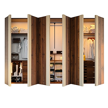 Stylish Filled Wardrobe 3D model image 1 