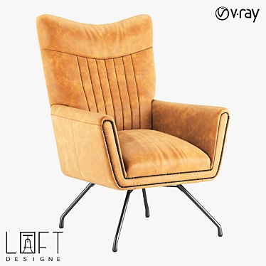 Elegant Metal and Leather Chair 3D model image 1 