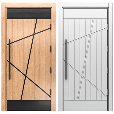 Abstract Steel-Wood Door 3D model image 1 