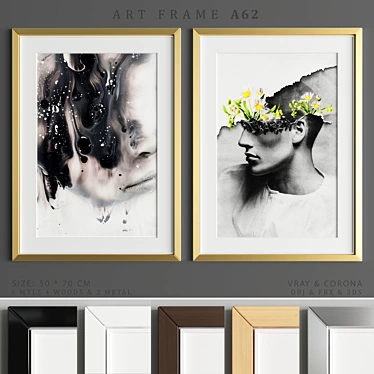 Sleek Art Frame A62 3D model image 1 