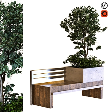 Modern Tree Bench - PBR MTL 3D model image 1 