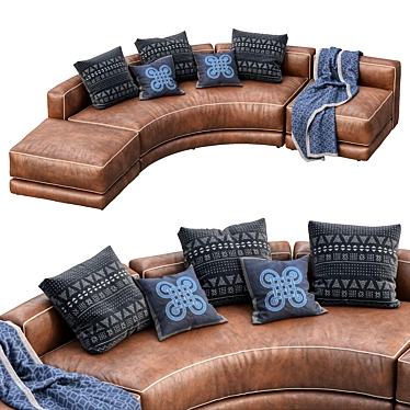 Curved Lewis Leather Sofa - Modern Design 3D model image 1 