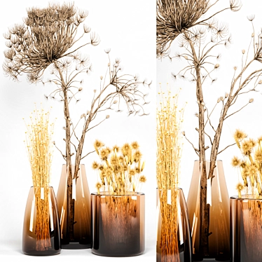 Stylish Dried Plant Bouquet for Indoor Decor 3D model image 1 