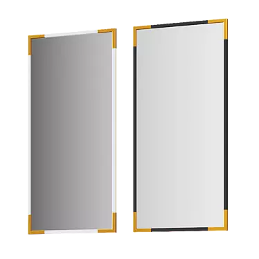 Elegant Black and Gold Wall Mirror 3D model image 1 