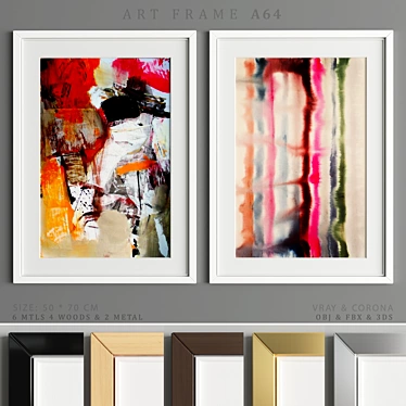 Art Frame A64: Stylish 50x70cm Frames in 4 Wood & 2 Metal Materials 3D model image 1 