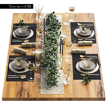 Elegant Serveware Set: Table Setting 001 3D model image 1 