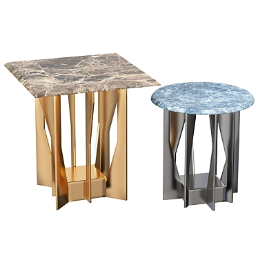 Modern Metal and Marble Coffee Table 3D model image 1 