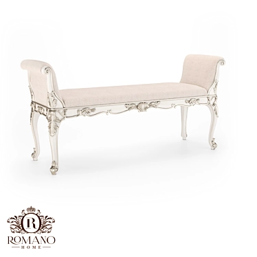 Romano Home Josephine Bench with Railing: Handcrafted Elegance 3D model image 1 
