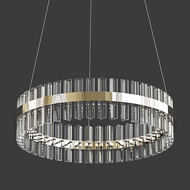 Elegant Ring Horizontal Chrome Chandelier 3D model image 1 