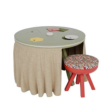 Interactive Children's Table and Chair 3D model image 1 