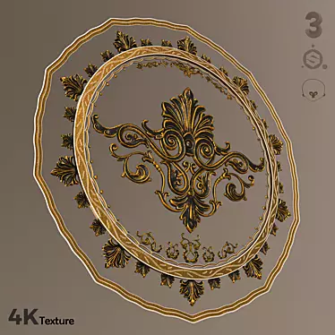 Luxury Golden Ornamental Sculpture 3D model image 1 