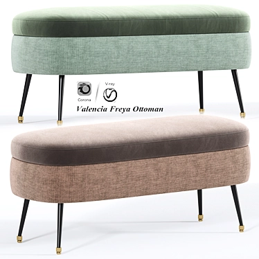 Valencia Freya Ottoman: Stylish and Functional 3D model image 1 