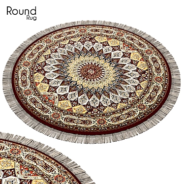 Circular Grey Geometric Rug 3D model image 1 