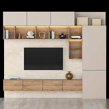 Modern 98" TV Stand 3D model image 1 