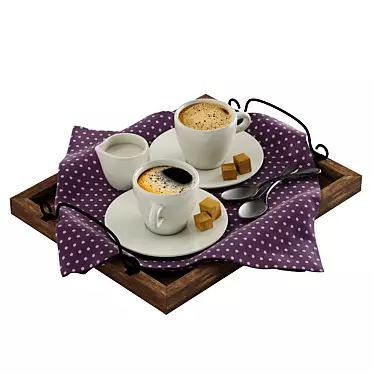 Elegant 3-Piece Coffee Cup Decor Set 3D model image 1 