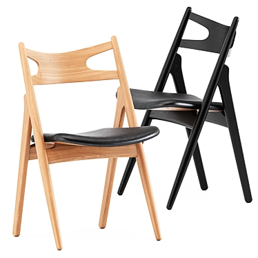 Sleek CH29P Sawbuck Chair 3D model image 1 