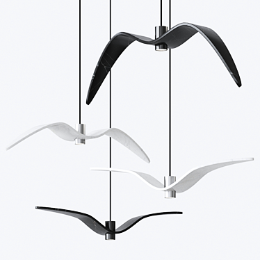 Night Birds: Elegant Glass Pendant Lamp 3D model image 1 