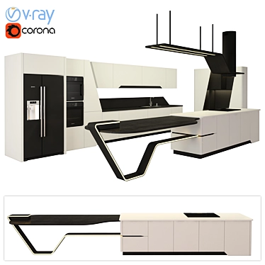 Sleek Kitchen Design - 12 3D model image 1 