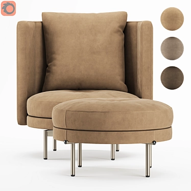 Svelte Suede Armchair: Minotti Torii 3D model image 1 