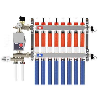 Collector group UNI-FITT with pumping group Wilo for underfloor heating