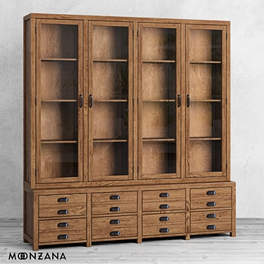 OM Printmaker Sideboard: Elegant Oak and Plywood Storage 3D model image 1 