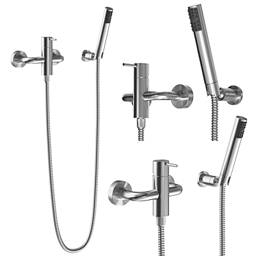 Cisal Xion Inox Shower Mixer with Handheld Shower Set 3D model image 1 