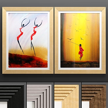 Sleek Art Frame Set: 2 Frames 4 Textures 3D model image 1 