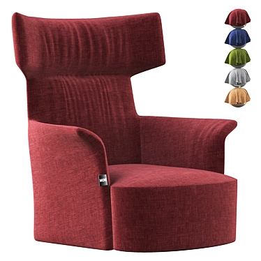 Sleek Wing Armchair with Armrests 3D model image 1 