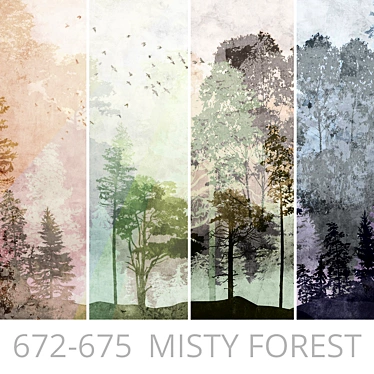 Misty Forest Wallpapers: Nature-Inspired Design Panels 3D model image 1 