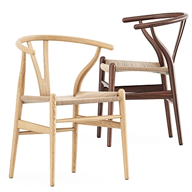 Elegant CH24 Wishbone Chair 3D model image 1 