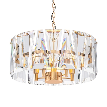 Elegant Ruby Crystal Gold Chandelier 3D model image 1 