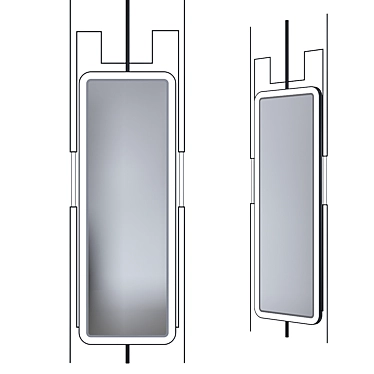 Sleek LED Framed Mirror by Apika 3D model image 1 