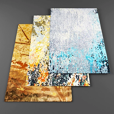 Modern Texture Rug Set - 4 High-Resolution Designs 3D model image 1 