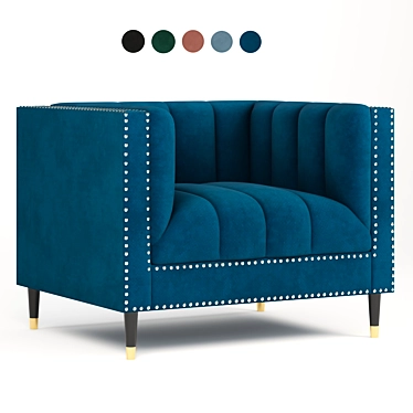 Luxurious Nicole Miller Velvet Sofa 3D model image 1 