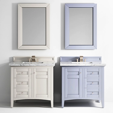 Transitional Silver Gray 36" Vanity 3D model image 1 
