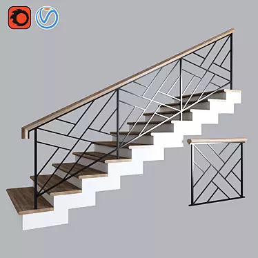 Elegant Wood Stairs 15 3D model image 1 