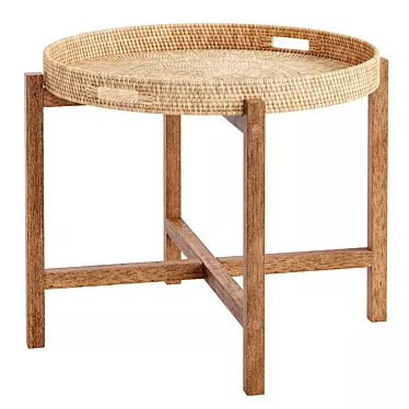 Meranti Wood Round Tray Table 3D model image 1 