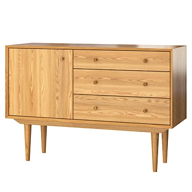 Contemporary Quilda 1-Door 3-Drawer Chest 3D model image 1 