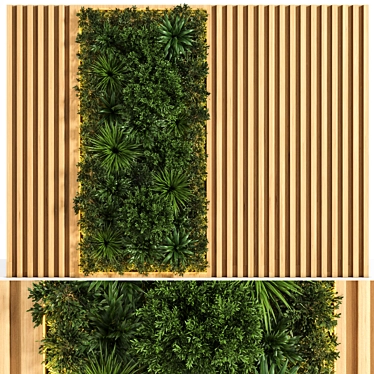 Natural Wood Planks & Vertical Garden 3D model image 1 