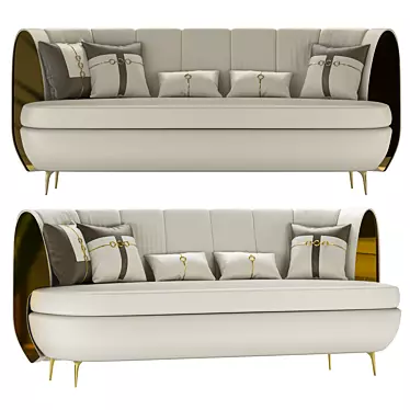 Modern Beige Leather Sofa 3D model image 1 