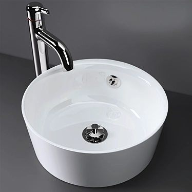 Modern White Countertop Sink 3D model image 1 