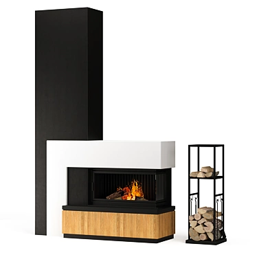 Elegant Fireplace with Stylish Set 3D model image 1 