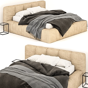 Luxury Italia Ivory Bed 3D model image 1 