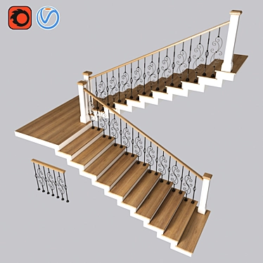 Modern Steel Staircase Design 3D model image 1 
